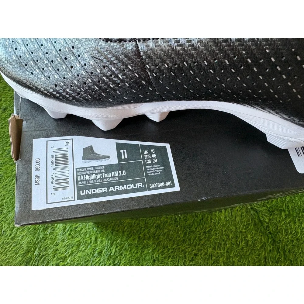 Under Armour Highlight Fran RM 2.0 Football Cleats Black White Mens 11